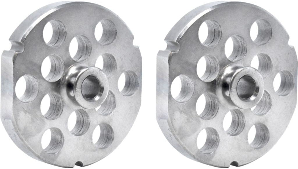 Omcan - #32 (3 mm) Stainless Steel Meat Grinder Plate with Hub & 3 Notches - 23552