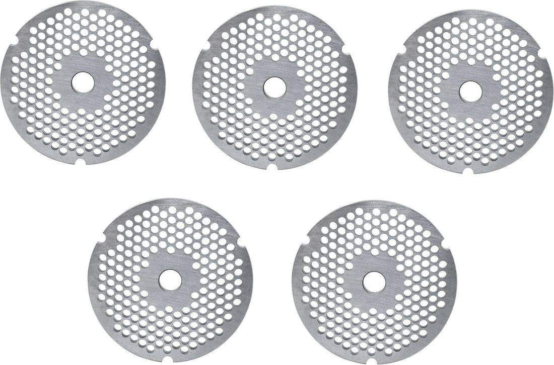 Omcan - #32 (4.5 mm) Carbon Steel Hubless Meat Grinder Plate, Pack of 4 - 11259