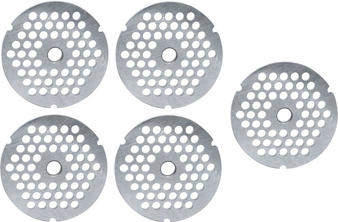 Omcan - #32 (8 mm) Carbon Steel Hubless Meat Grinder Plate, Pack of 4 - 11261