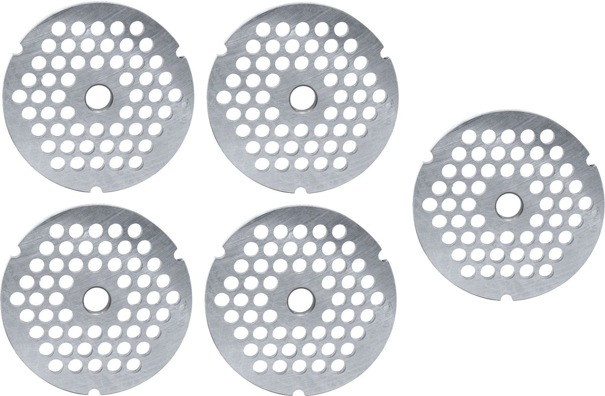 Omcan - #32 (8 mm) Carbon Steel Hubless Meat Grinder Plate, Pack of 4 - 11261