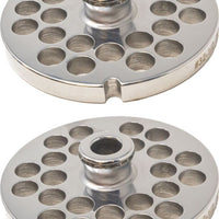 Omcan - #32 European-Style (12 mm) Stainless Steel Meat Grinder Plate with Hub, Pack of 2 - 11211