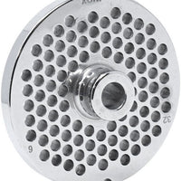 Omcan - #32 European-Style (6 mm) Stainless Steel Meat Grinder Plate with Hub, Pack of 2 - 11208