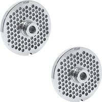 Omcan - #32 European-Style (6 mm) Stainless Steel Meat Grinder Plate with Hub, Pack of 2 - 11208