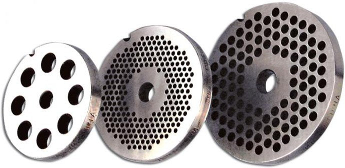 Omcan - #32 Round Stainless Steel Machine Plate with Hub 18 mm (3/4″) Three Notches, Pack of 2 - 43824