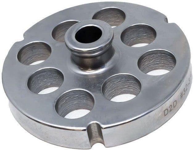 Omcan - #32 Round Stainless Steel Machine Plate with Hub 18 mm (3/4″) Three Notches, Pack of 2 - 43824