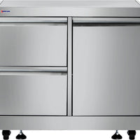 Omcan - 32" Stainless Steel Cabinet Stand with Gas Tank Cabinet and 2 Drawers with Soft Hinge Drawer Slide - 47877