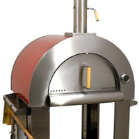 Omcan - 32″ Wood Fired Pizza Oven Stainless Steel with Red Enamel Coating Shield - 48113