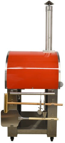 Omcan - 32″ Wood Fired Pizza Oven Stainless Steel with Red Enamel Coating Shield - 48113