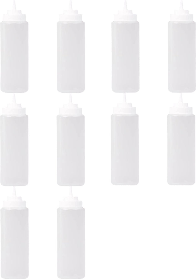 Omcan - 32 oz Clear Condiment Squeeze Bottles, Pack of 6 (946 ml), Pack of 10 - 40476