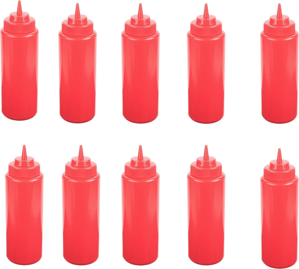 Omcan - 32 oz Red Condiment Squeeze Bottles, Pack of 60 - 40475