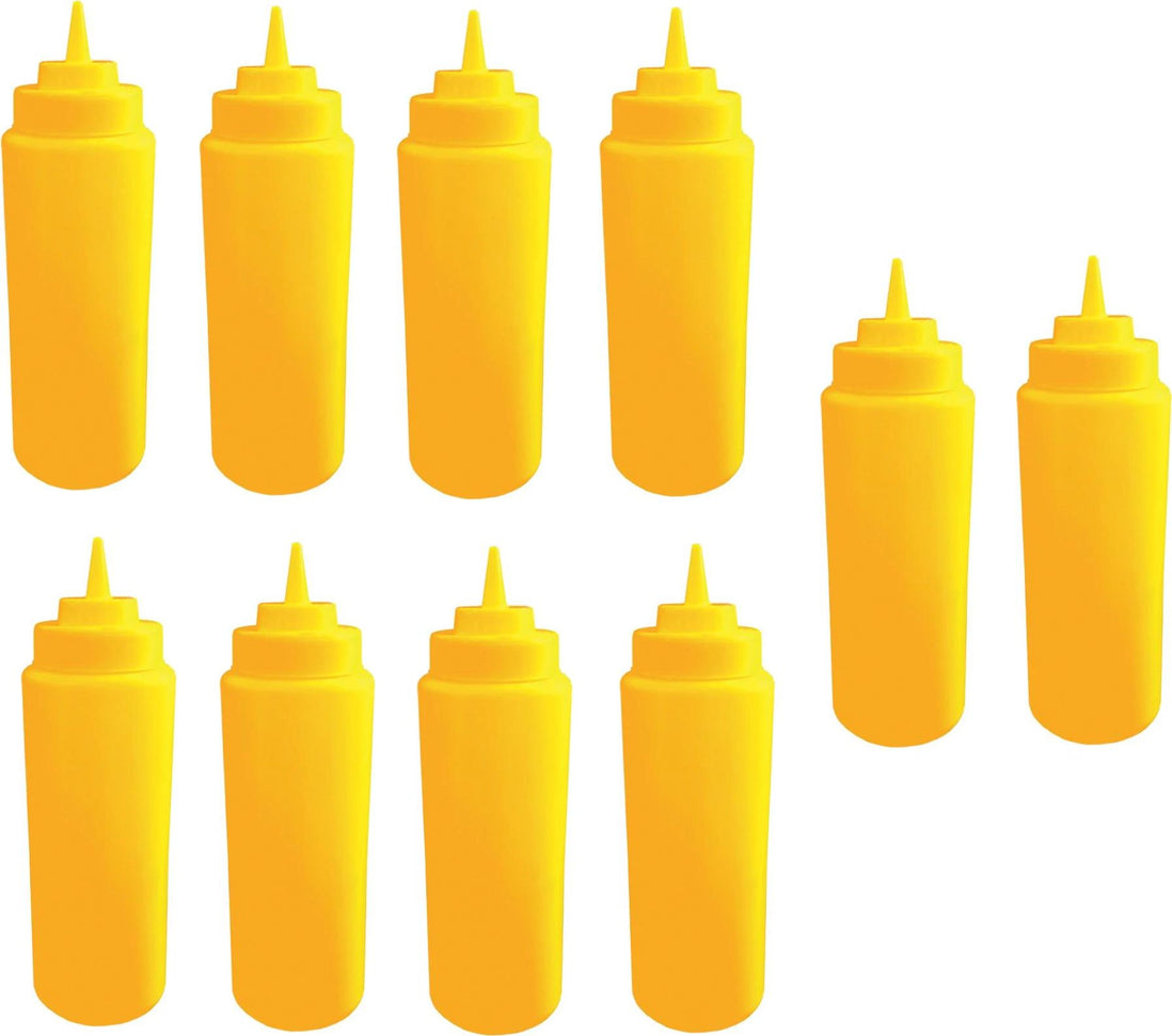 Omcan - 32 oz Yellow Condiment Squeeze Bottles, Pack of 6 (946 ml), Pack of 10 - 40474