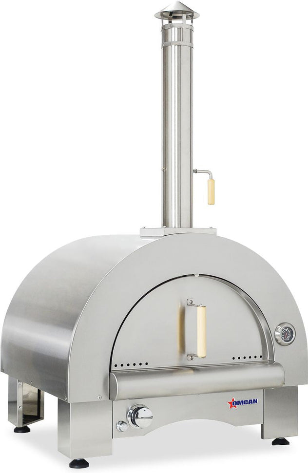 Omcan - 33" 35,000 BTU Stainless Steel Countertop Wood Burning and Propane Gas Pizza Oven - 47875
