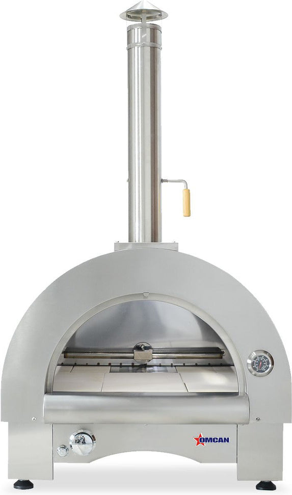 Omcan - 33" 35,000 BTU Stainless Steel Countertop Wood Burning and Propane Gas Pizza Oven - 47875
