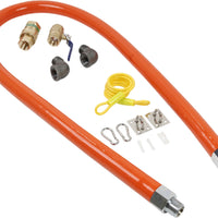 Omcan - 3/4″ x 72″ Mobile Gas Connector Hose Kit With 2 Elbows/Full Port Valve And Quick Disconnect - 47873