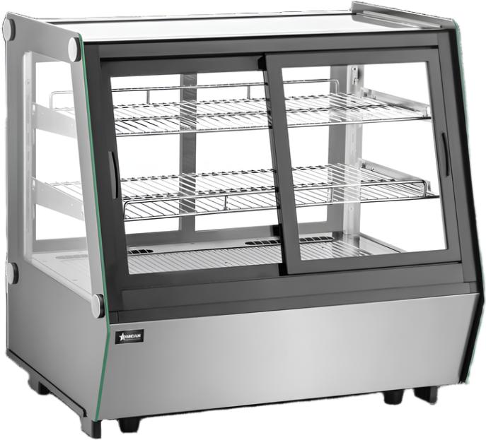 Omcan - 34.5” Black Refrigerated Self-Service 4.8 Cu.Ft. Countertop Display Case - 48567