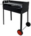 Omcan - 34.6″ x 18.9″ Painted Steel Charcoal BBQ Grill with Double Braizer and 2 Wheels - CE-IT-0154