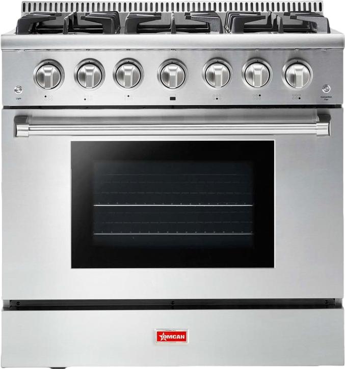 Omcan - 36″ 6-Burner Residential Natural Gas Range with Oven - 48595