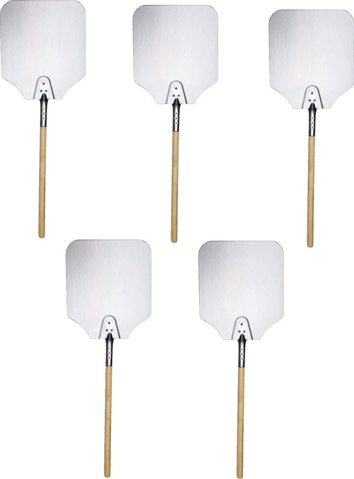 Omcan - 36" Aluminum Pizza Peel with Wooden Handle (12” x14”), Pack of 4 - 80250