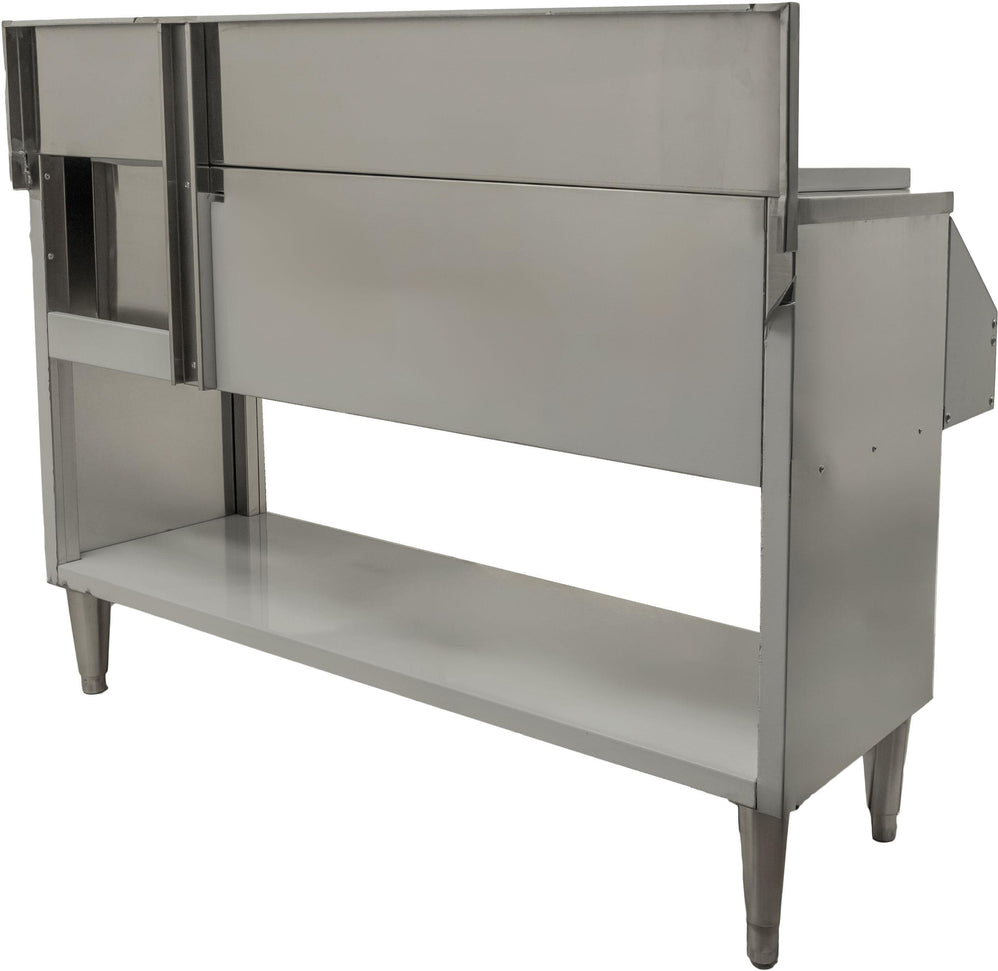 Omcan - 36″ Cocktail Mix Unit with 7″ Back Splash, Ice Bin & Two Sinks - 48618