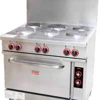 Omcan - 36” Commercial 3 Ph Electric Range with 6 Burners and Standard Oven - 49103