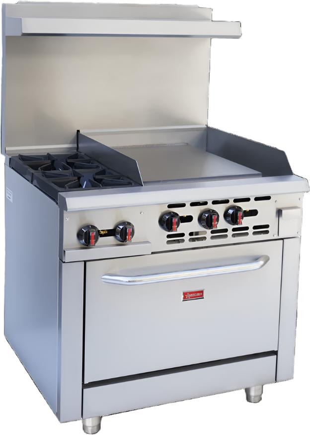 Omcan - 36" Commercial Gas Range with 2 Burners, 24″ Griddle and Standard Oven - 46026