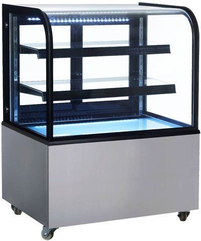 Omcan - 36" Curved Glass Stainless Steel Dry Bakery Display Case - 47102