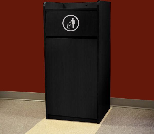 Omcan - 36 Gal. Black Waste Receptacle/ Trash Bin with Swing Door - 46584