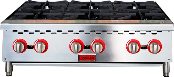 Omcan - 36" Gas Hotplate with 6 Burners Natural Gas with Propane - 47381