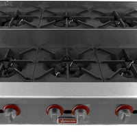 Omcan - 36″ Step Up Stainless Steel Hot Plate with 6 Burners - 47384
