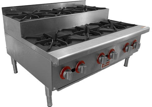 Omcan - 36″ Step Up Stainless Steel Hot Plate with 6 Burners - 47384