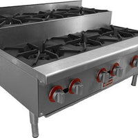 Omcan - 36″ Step Up Stainless Steel Hot Plate with 6 Burners - 47384