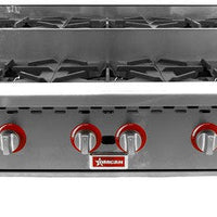 Omcan - 36″ Step Up Stainless Steel Hot Plate with 6 Burners - 47384
