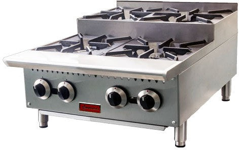 Omcan - 36″ Step Up Stainless Steel Hot Plate with 6 Burners - 47384