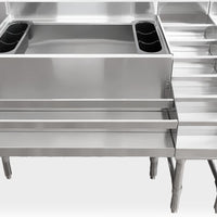 Omcan - 36" x 29 x 33" Stainless Steel Ice Bin with 3-Inch Backsplash and 2 Holders - 47520