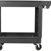 Omcan - 39.8" x 17.3" x 33" Heavy Duty Dark Gray 2 Shelf Utility Cart with Extended Handle - 47152