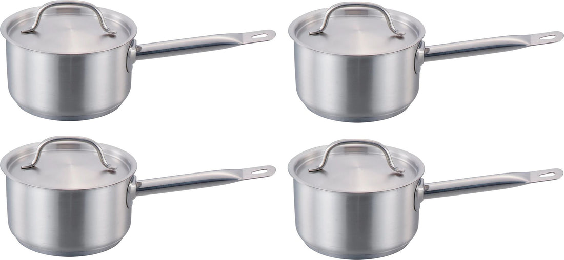 Omcan - 3.5 QT Stainless Steel Sauce Pan with Cover, Pack of 3 - 80432