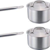 Omcan - 3.5 QT Stainless Steel Sauce Pan with Cover, Pack of 3 - 80432