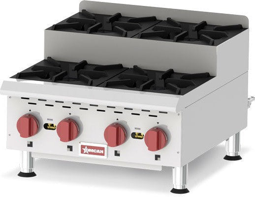 Omcan - 4 Burner Countertop Stainless Steel Step-Up Gas Hot Plates - CE-CN-0424-S