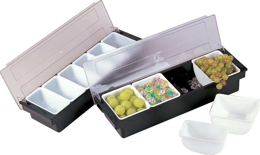 Omcan - 4 Compartment Plastic Condiment Holder, Pack of 5 - 80590