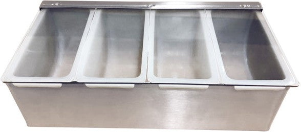 Omcan - 4 Compartment Stainless Steel Condiment Holder with Clear Cover, Pack of 5 - 80865
