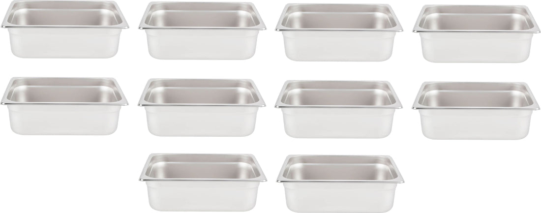 Omcan - 4" Deep 1/2-Size Stainless Steel Steam Table Pan, Pack of 10 - 80263