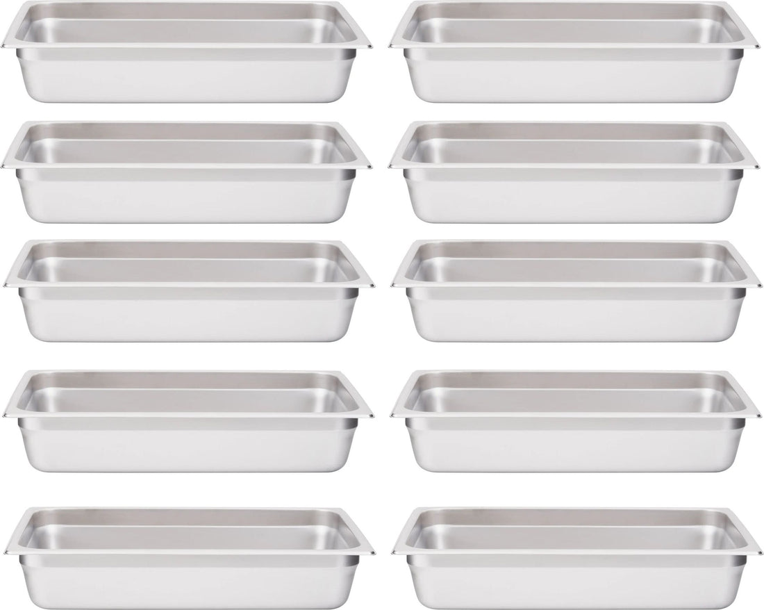 Omcan - 4" Deep Full Size Stainless Steel Steam Table Pan, Pack of 10 - 80258