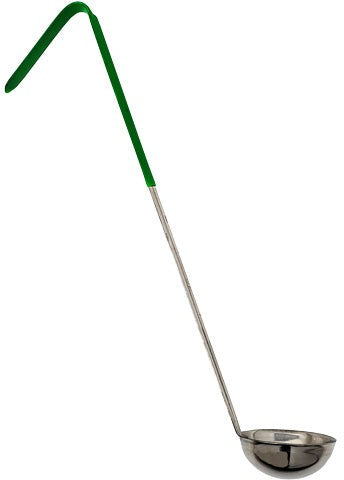 Omcan - 4 Oz One-Piece Stainless Steel Ladle with Green Handle, Pack of 26 - 80764