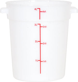 Omcan - 4 QT White Polypropylene Round Food Storage Container, 50/cs - 80187