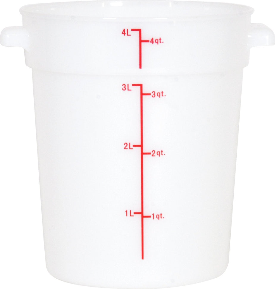 Omcan - 4 QT White Polypropylene Round Food Storage Container, Pack of 25 - 80187