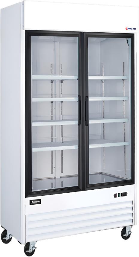 Omcan - 40” Glass 2 Swing Door White Merchandiser Refrigerator - 50126