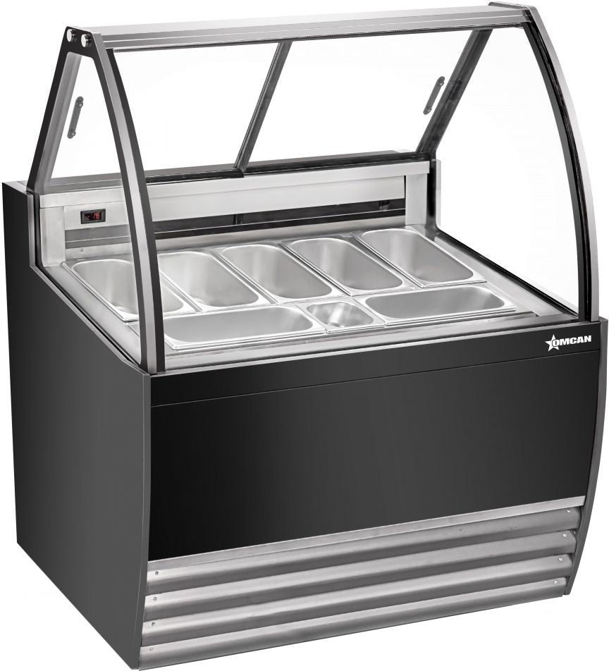 Omcan - 41″ Gelato Black Display Showcase with 7 Pans - 49006