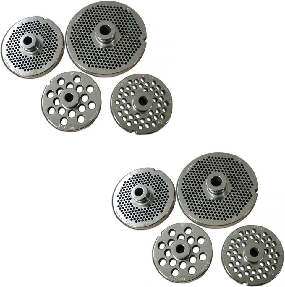 Omcan - 43563 European Style #32 Round Stainless Steel Plate with Hub and 3.2 mm (0.125″) Three Notches, Pack of 2 -