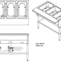 Omcan - 44" Electric Hot Food Table with Cutting Board & Undershelf - FW-CN-0003-H