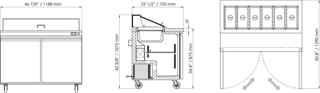 Omcan - 47" Refrigerated Prep Table - PT-CN-1194-HC